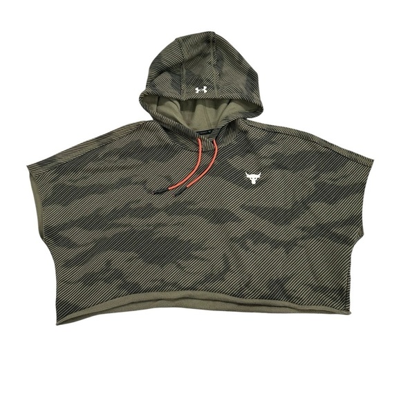 Under Armour Women's Project Rock Fleece Printed Short Sleeve Hoodie - Picture 5 of 8
